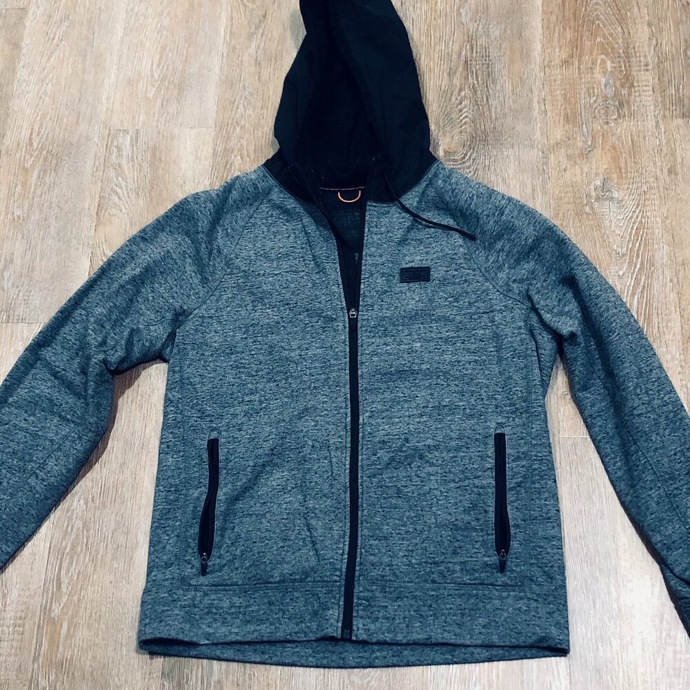 ABERCROMBIE & FITCH Logo Men Hoodie Full Zip Up Hooded Sweatshirt Dark Grey S